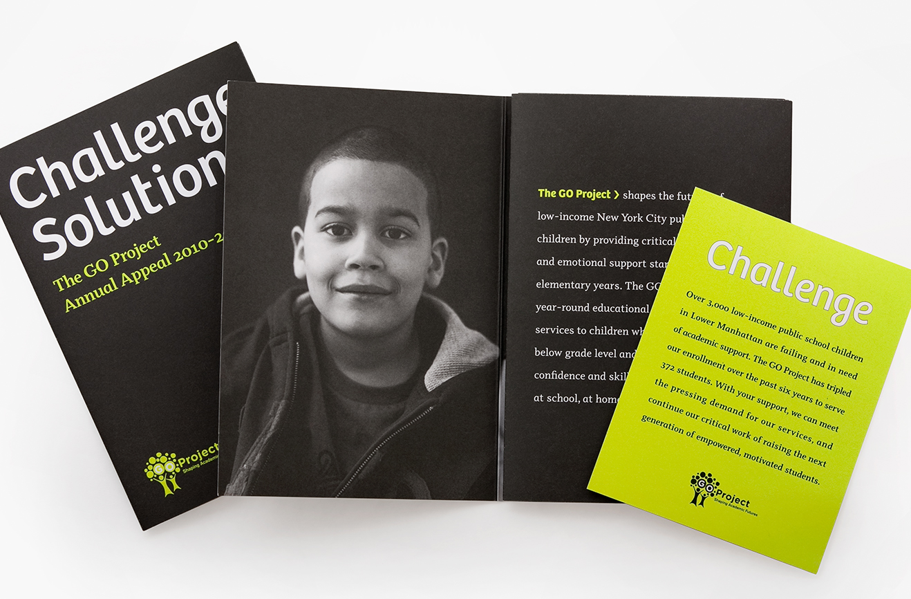 GO Project Fundraising collateral designed by Studio Usher