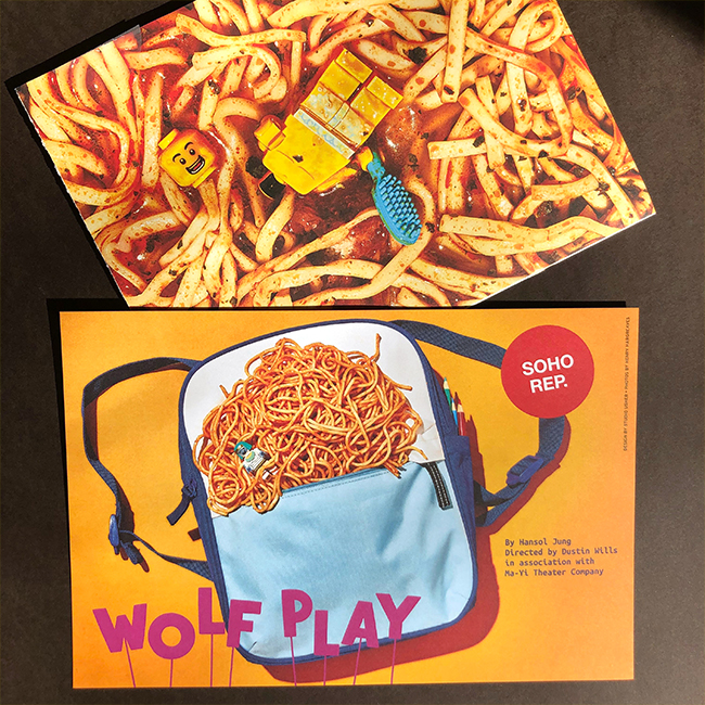 Printed collateral designed by Studio Usher for the play 'Wolf Play' written by Hansol Jung and directed by Dustin Wills