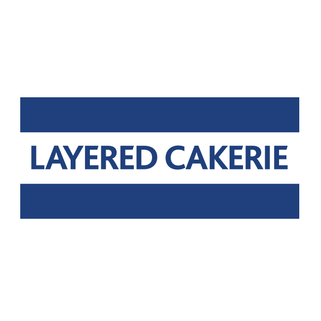 Horizontal version of the Layered Cakerie logo designed by Studio Usher