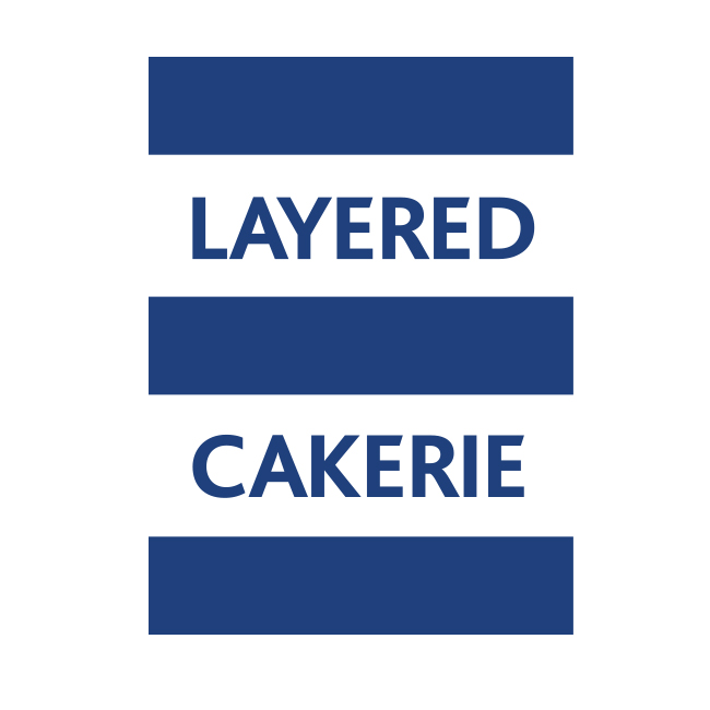 Vertical version of the Layered Cakerie logo designed by Studio Usher