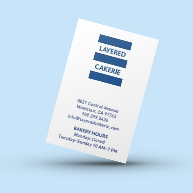 business card for Layered Cakerie designed by Studio Usher