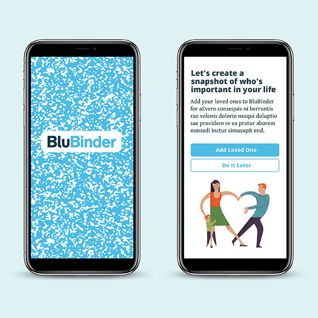 sample mobile websites layouts for BluBinderdelivered to developer