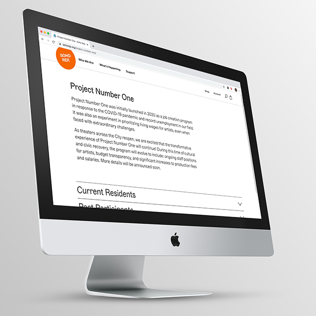 Soho Rep desktop website design and development by Studio Usher