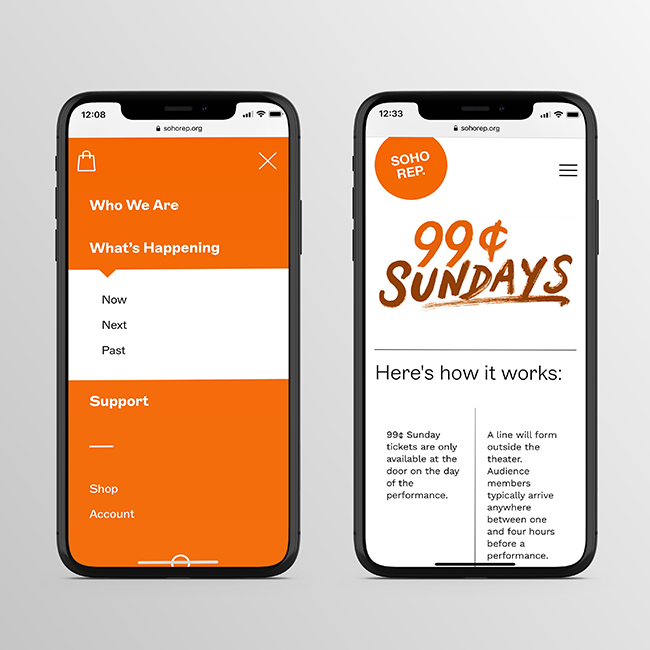 Soho Rep mobile website design and development by Studio Usher