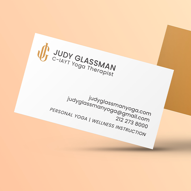 Business card for Judy Glassman Yoga designed by Studio Usher