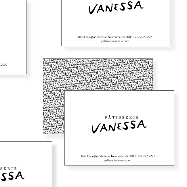 Business cards designed for Patisserie Vanessa