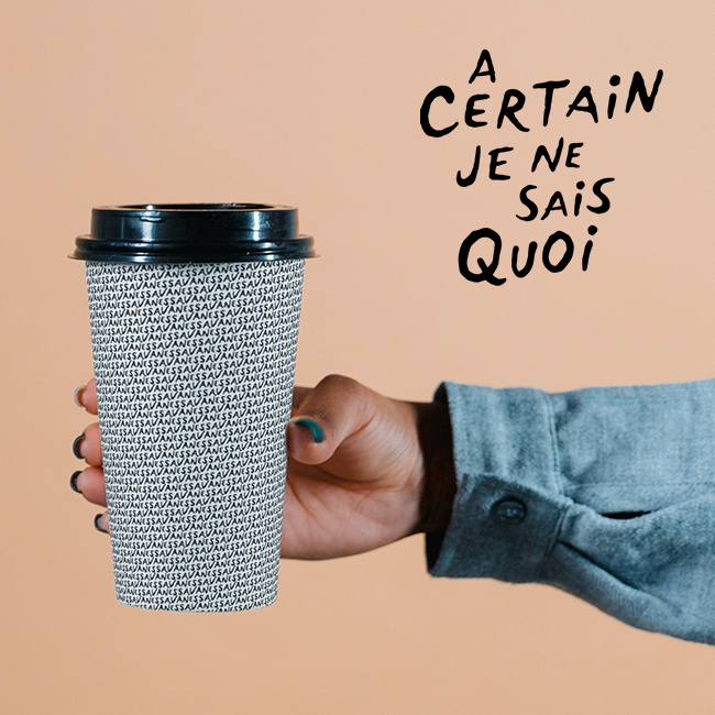 Branded coffee cup and tagline created for Patisserie Vanessa