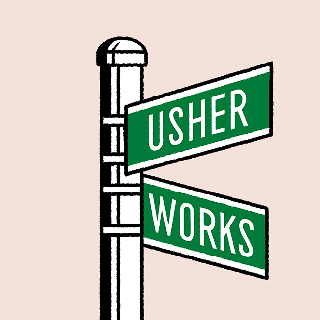 Logo for Usherworks.org a grant program sponsored by Studio Usher