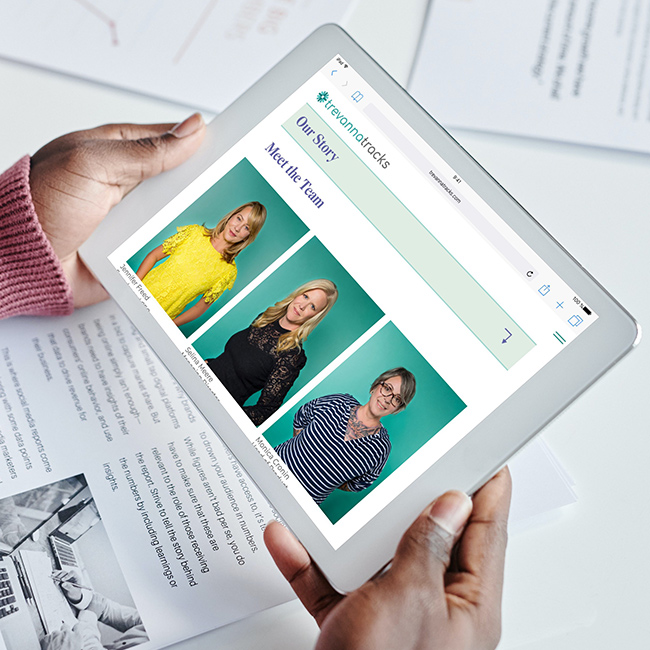 Trevanna Tracks website shown on tablet