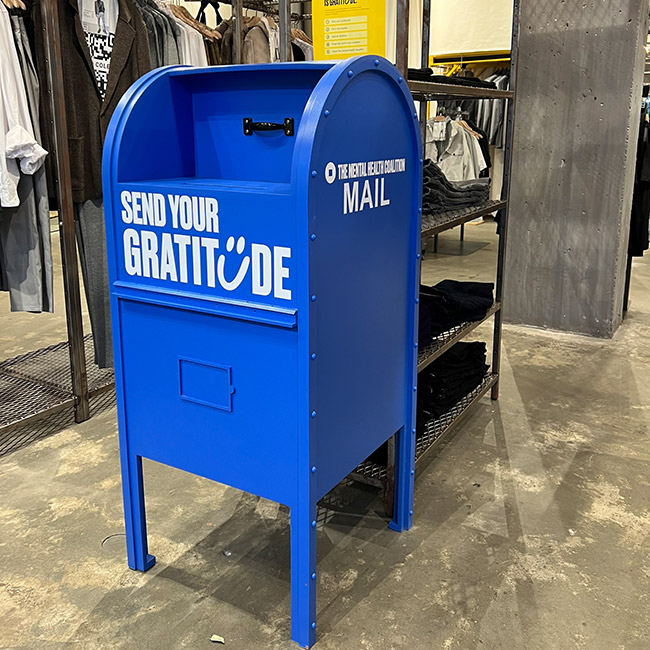 In-store activation that allowed shopper to mail a note of gratitude to a friend using this mailbox