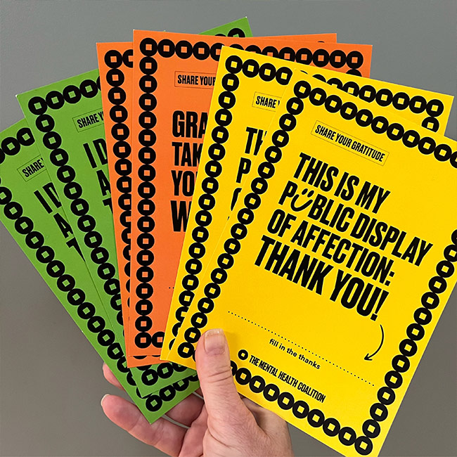 Printed Postcards for the Mental Health Coalition