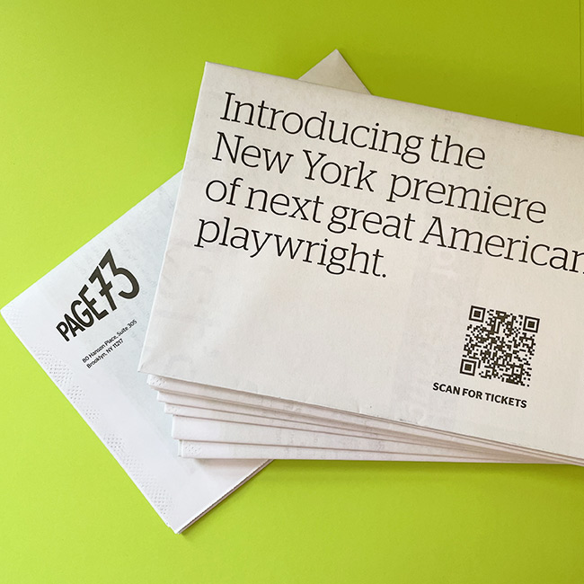 Direct Mail for Page 73 designed and produced by Studio Usher